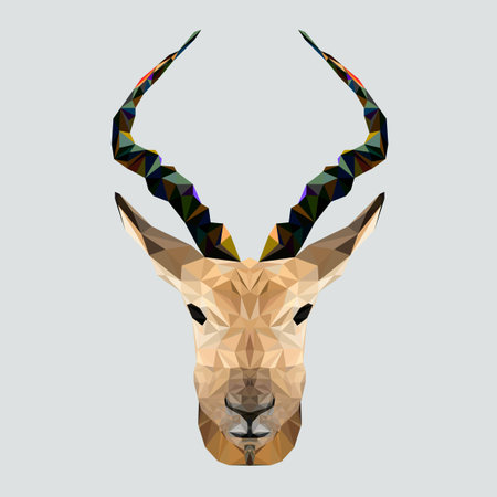 Geometric low poly antelope design. Creative horn antelope. Animal living in reserve.のイラスト素材