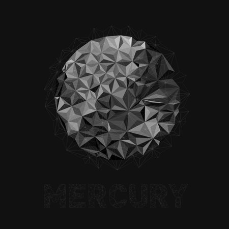 Illustration of the first planet in the solar system. Planet Mercury. Earth planet in the solar system without the atmosphere. Vector abstract planet Mercury.のイラスト素材