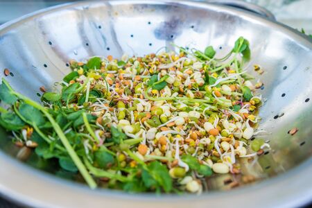 A bowl of food on a plate. High quality photoの写真素材