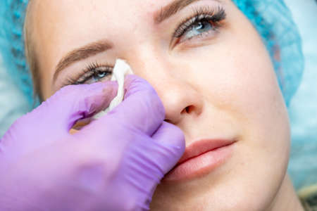 Microblading Eyebrow Tattoo, Permanent Makeup, Using Special Needle, Injects