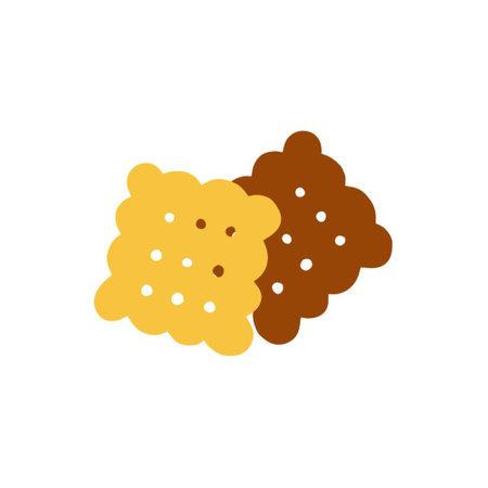 Cookies with holes in the Doodle style. Biscuit for tea. A hug, a cozy home, comfort. Hand drawn and isolated on a white background. Color vector illustrationのイラスト素材