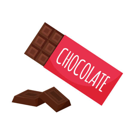 Chocolate in the package and squares, pieces of chocolate. Sweet, unhealthy food. Sweets, dessert,...