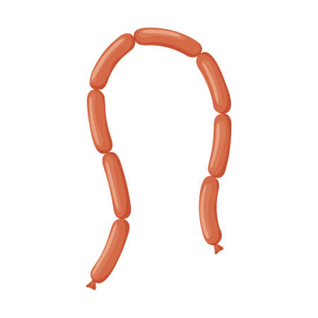 Sausages tied together. A bunch of boiled sausages. A food ingredient. Ready-made food. Flat cartoon vector illustration isolated on a white backgroundのイラスト素材