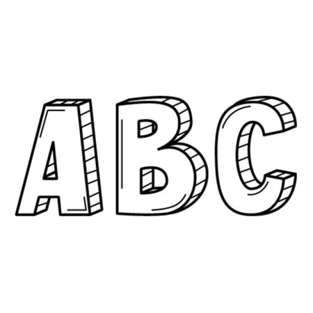 The letters ABC in doodle style. Hand-drawn black and white vector illustration. Design elements are isolated on a white background.のイラスト素材