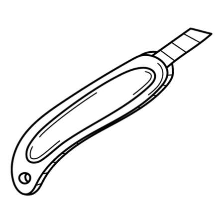 A stationery knife. School item, office supplies. Doodle. Hand-drawn black and white vector illustration. The design elements are isolated on a white backgroundのイラスト素材
