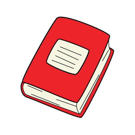 A closed hardcover book. Doodle. Symbol of study, learning, education, school. Hand-drawn Colorful vector illustration. Design elements are isolated on a white background.のイラスト素材