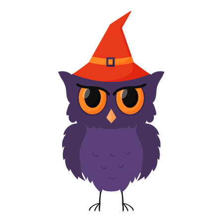 An angry standing owl in a hat.のイラスト素材