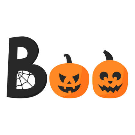 The word Buu with pumpkins and cobwebs is a decorative elementのイラスト素材