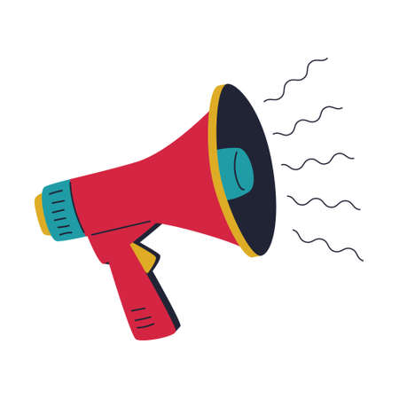 Megaphone Speaker, an audio horn. Symbol of news, advertising, announcement. Simple flat vector illustration isolated on white background.のイラスト素材