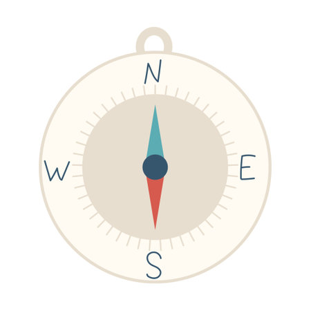 magnetic compass. navigation tool. Equipment for tourism, travel, hiking. Flat vector illustration isolated on a white background.のイラスト素材