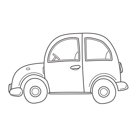 A simple toy car in sketch doodle style. urban transport.のイラスト素材