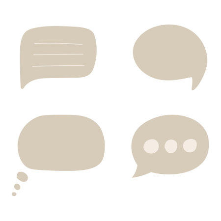 Speech bubbles in simple flat style. Set of empty shapes for thoughts, text, notes. Vector illustration isolated on white background.のイラスト素材