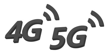 3D vector 4G, 5G icons. Wireless communication technology concept. High speed data wireless connection symbols. 3D render illustration isolated on a white backgroundのイラスト素材