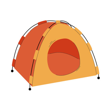 A house, a cot for a cat or dog. A pet care item. A flat vector illustration isolated on a white background.のイラスト素材