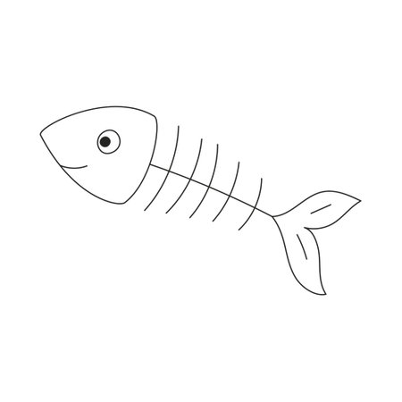 The skeleton of a fish. A simple vector outline illustration isolated on a white background.のイラスト素材