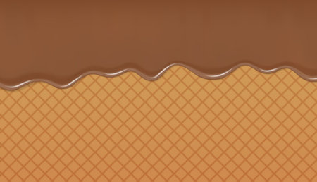 Sweet Chocolate Drip Topping Over Waffle Texture Background Designのイラスト素材