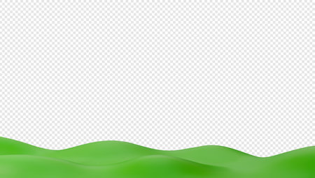 3D green field with hills and meadows. Summer landscape background. Vector isolated illustration.のイラスト素材