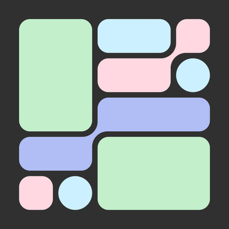 Abstract Bento Grid Vector Background With Liquid Bubble And Metaball Shapes. Trendy Futuristic Geometry For Creative Layouts, Covers, And UI Designのイラスト素材