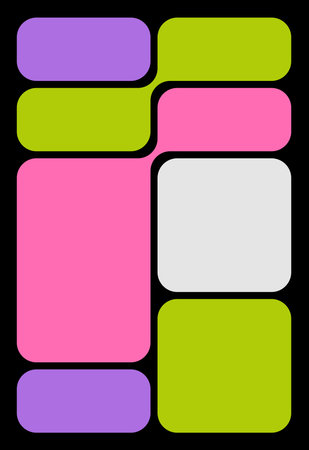 Rounded Corner Bento Grid Vector Layout Set. Colorful Geometric Collage Templates With Modern Trendy Composition For Posters, Covers, And Digital Designのイラスト素材