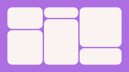 Trendy Bento Grid Vector Templates With Rounded Angles And Brick-Style Panels. Geometric Brutal...