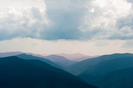 Carpathians Mountains View with cloudy skyの写真素材