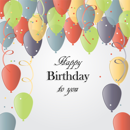 Vector illustration of a happy birthday greeting card with colorful ballonsのイラスト素材