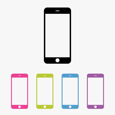 Set of five flat multicolor smart phone iconのイラスト素材