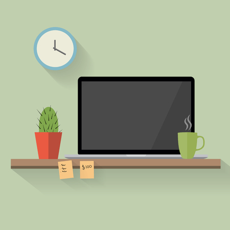 Work space in flat style with shadowのイラスト素材