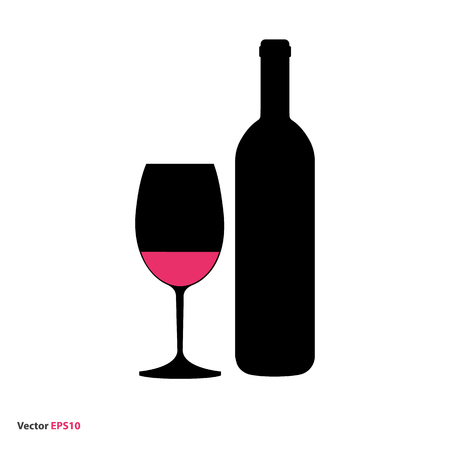 Glass and bottle of red wineのイラスト素材