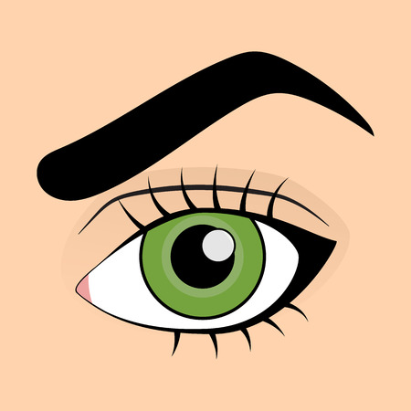 Human green eye in cartoon styleのイラスト素材