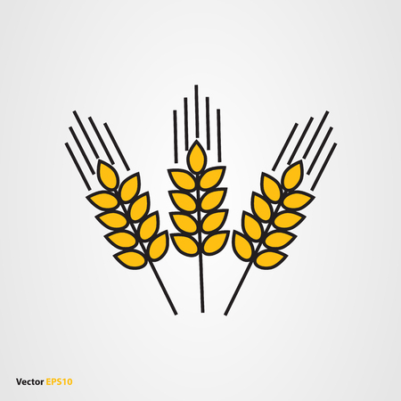 Vector icon of three wheat earsのイラスト素材