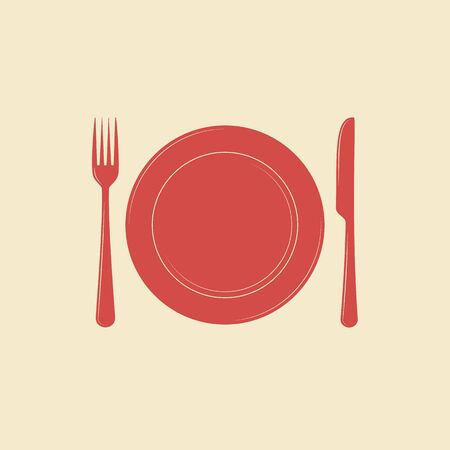 Plate with knife and fork vector iconのイラスト素材