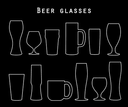 Set of beer glasses in flat styleのイラスト素材