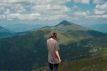 Hiking in Carpathian mountainsの写真素材