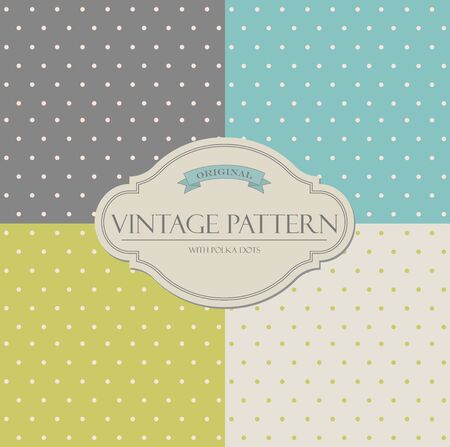 Set of vintage patterns with polka dotsのイラスト素材