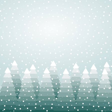 Christmas landscape card with Christmas trees and snowのイラスト素材
