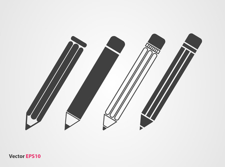 Set of vector pencils in flat styleのイラスト素材