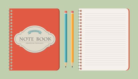 Set of write papers, pencils and and note books in vintage styleのイラスト素材