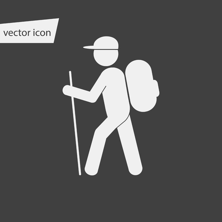 Vector icon of hiker with backpackのイラスト素材