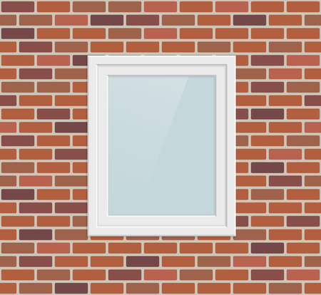 Single metal plastic window in brick wallのイラスト素材
