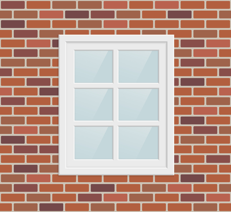 Metal plastic window in brick wallのイラスト素材