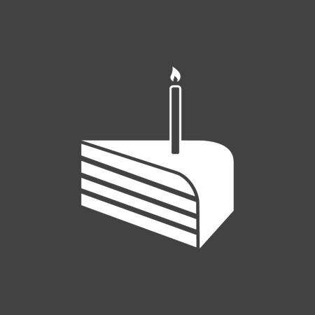 Birthday cake vector icon with candleのイラスト素材