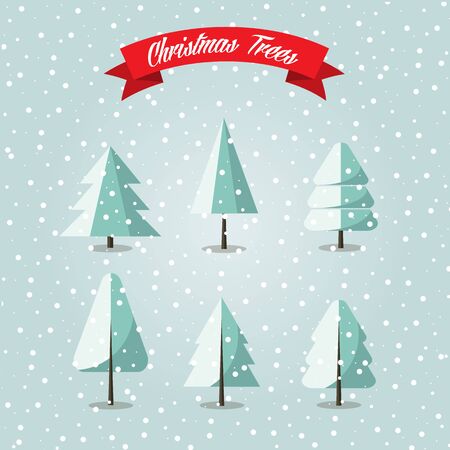 Set of Christmas tress with snowのイラスト素材