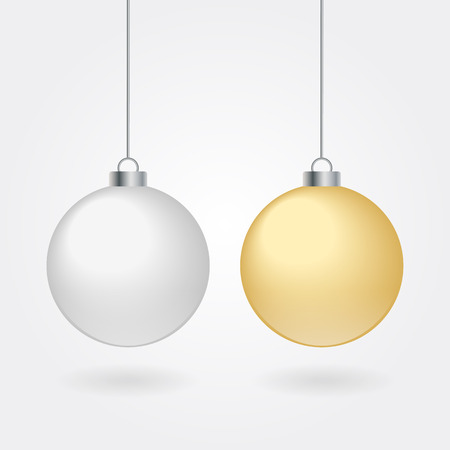 Set of gold and silver Christmas Ballsのイラスト素材