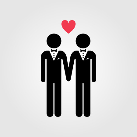 Gay couple with LGBT rainbow flag iconのイラスト素材