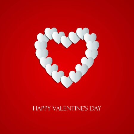 Happy Valentine Day greeting card with silve heart, vector illustration of loving heartのイラスト素材