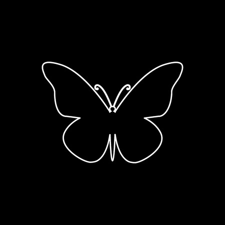 Vector flat isolated white stroke butterfly iconのイラスト素材