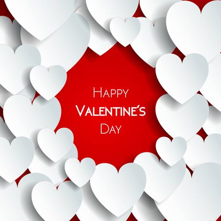 Happy Valentine Day greeting card with hearts, vector illustration of loving heartsのイラスト素材