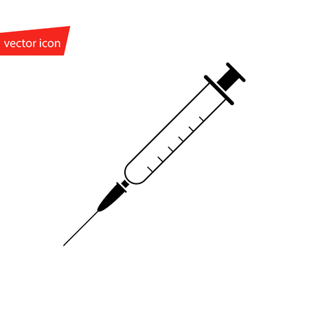 Medical isolated syringe vector image, empty syringe on white background, flat iconのイラスト素材