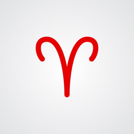 Aries zodiac symbol, red zodiac flat isolated icon on the gray backgroundのイラスト素材